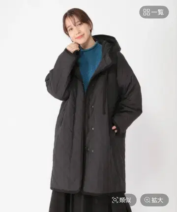 발수 가공/머신 워셔블 퀼팅 후드 롱 코트 블랙