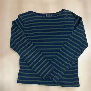 르 마이너 네이비 그린 스트라이프 긴팔 티셔츠