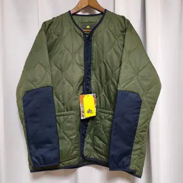 LOGOS 로고 스파크 퀼팅 노카라 자켓 L 올리브 충전솜