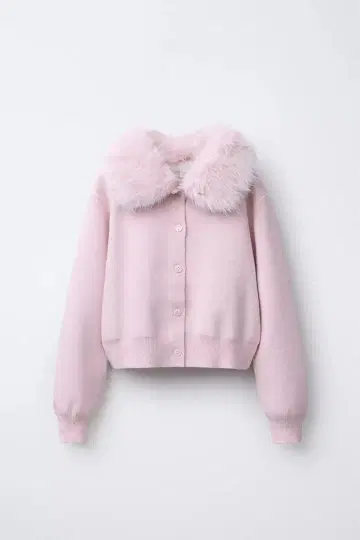 ZARA 페이크 퍼 카라 탈부착 가능 니트 자켓