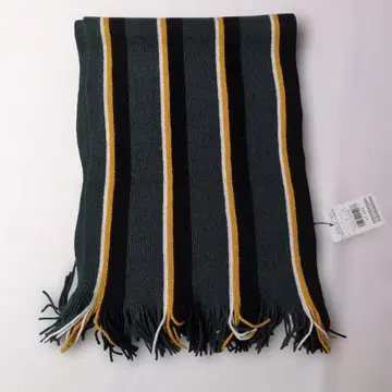 스트라이프 프린지 머플러 다크 그린