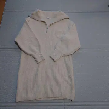 아이보리 하프 지퍼 니트 원피스