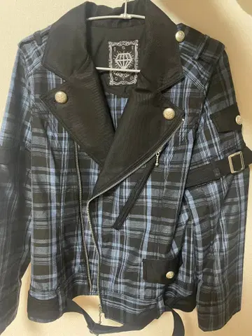 알곤킨 체크 무늬 라이더 자켓 파랑 체크