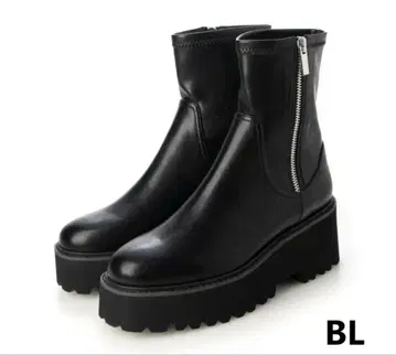 EVOL 블랙 숏부츠 통굽 지퍼 포함