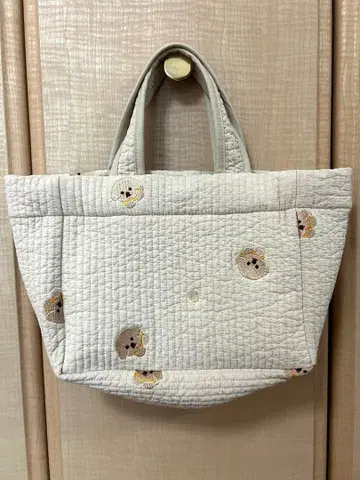 누비백 누비 토트백 베이지 강아지 패턴 강아지 패턴 한국 이불