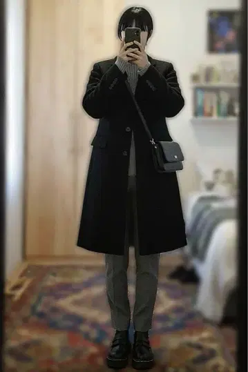 JOURNAL STANDARD 블랙 울 코트 체스터 코트