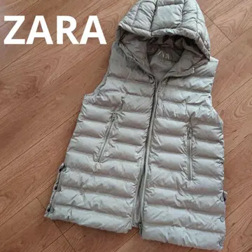 ZARA 키즈 후드 충전솜 다운 베스트 카키 새상품급 그린 작은 키