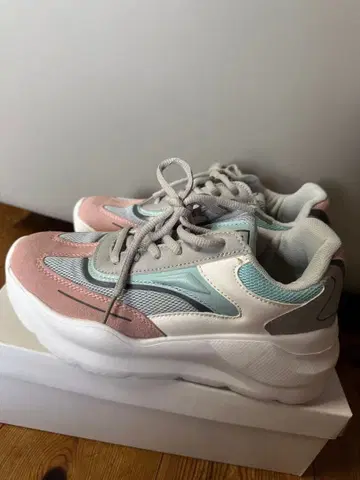 캐주얼 통굽 스니커즈 핑크/그레이/화이트