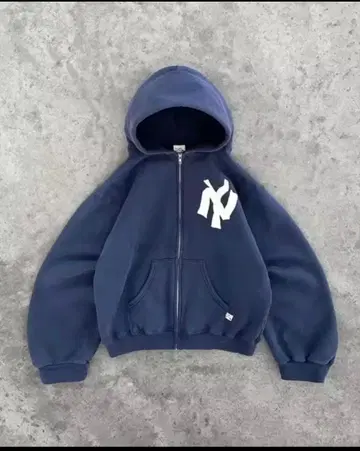 뉴욕 양키스 네이비 프론트 로고 집업 후디