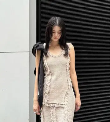 M_ 트위드 니트 탱크탑 moussy