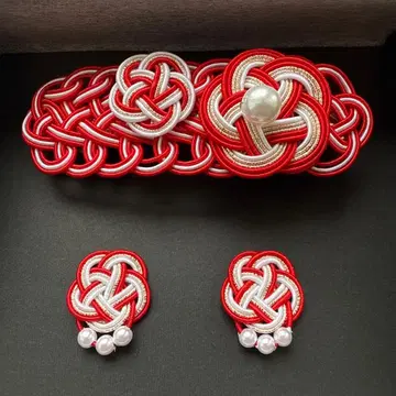 종이 단의 미즈히키 액세서리 머리 장식 & 귀찌 세트