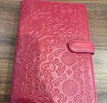 [ 미사용 새상품 ] 행복의 꽃 SNOOPY 약 수첩 케이스 고급 소가죽