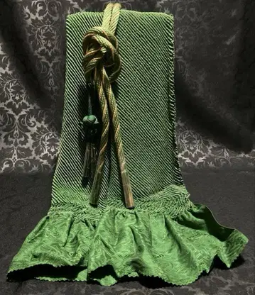 순수 실크 후리소데용 오비 장식 천 허리띠 2세트 짙은 녹색 그린 금