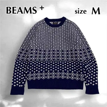 BEAMS + 빔즈플러스 바즈아이 니트 스웨터 울 네이비