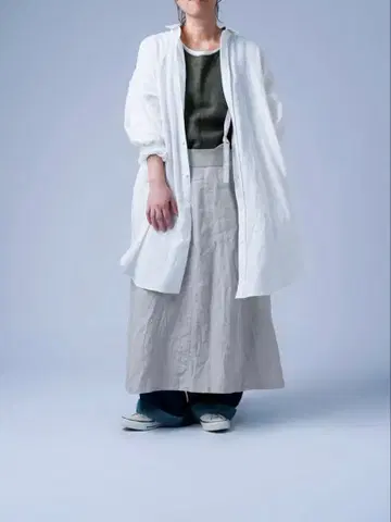 미사용 wafu 린넨 셔츠 겉옷 롱셔츠