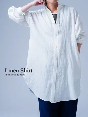 미사용 wafu 린넨 셔츠 겉옷 롱셔츠