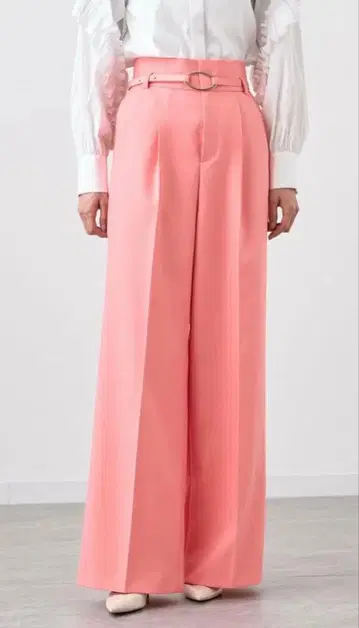 ANAYI 아나이 브라이트 트윌 턱 와이드 팬츠 핑크 38 새상품