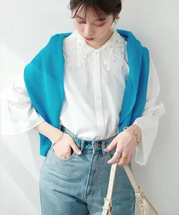 natural couture 어른 레이스 카라 블라우스