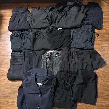 여성용 의류 묶음 판매 16점 블랙 네이비 ML 데님 티셔츠 이너