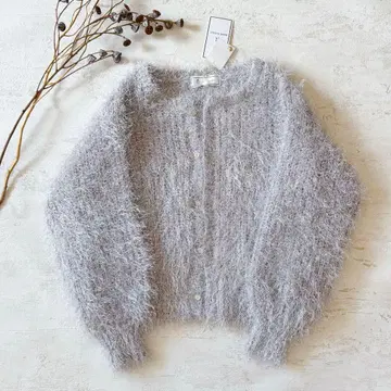 MORE PICNIC 샤기 라메 그레이 가디건