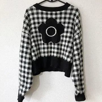 마리콴트 MARY QUANT 꽃 로고 니트 체크 F
