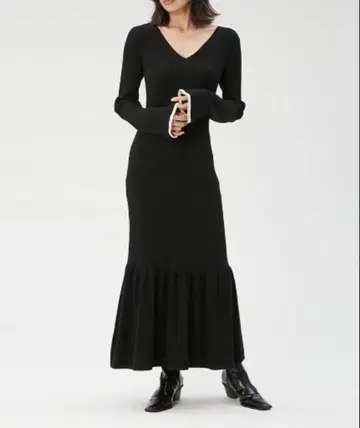 프레이 아이디 2WAY 헴 개더 리브 니트 원피스