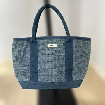 RHC 블루 계열 뜨개질 토트백 론 헤르만