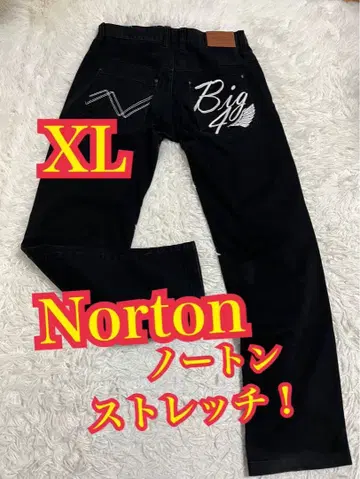 Norton 데님 청바지 스트레치 바이커 자수 로고 XL