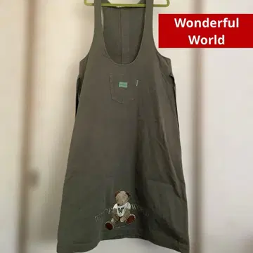 Wonderful World 곰 자수 오버롤 스커트