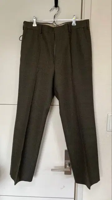 다크 그린 슬랙스 울 혼방