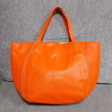 키타무라 가죽 선명한 오렌지 핸드백