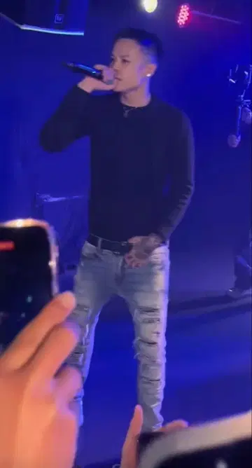 X1ark 착용 mnml 데미지 가공 슬림 핏 데님 28