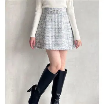 스커트 프린지 트위드 미니 스커트