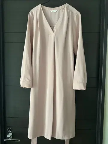 PLST 벚꽃 핑크 긴팔 원피스 허리 벨트 포함