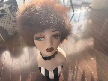 브라운 퍼 밥 스타일 모자