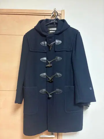 더플 코트 네이비 후드 부착