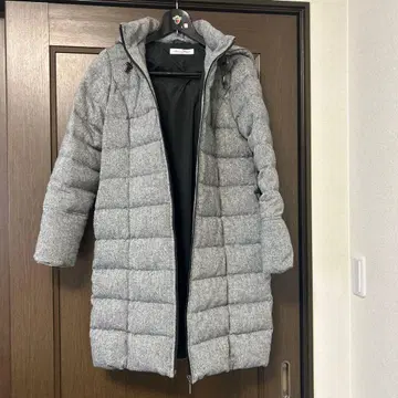 그레이 퀼팅 롱 다운 자켓