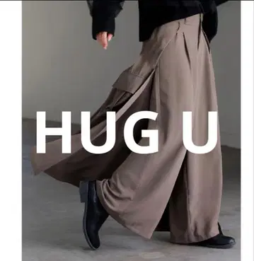 택 포함 새상품 HUG U 브라운 와이드 팬츠 사이드 포켓 부착