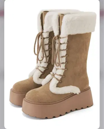 스웨이드 무스탕 레이스업 부츠 GRL