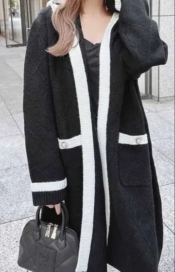 퀼팅 후드 니트 가디건