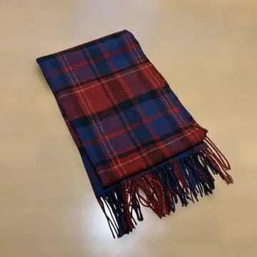 체크 무늬 프린지 머플러