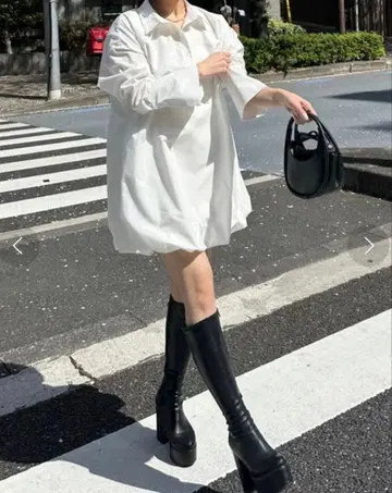 royal party 벌룬 셔츠 원피스 화이트