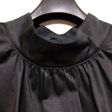 블랙 새틴풍 긴팔 셔츠