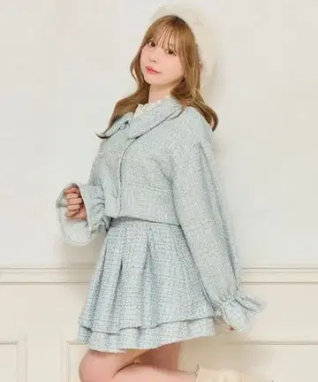 apres jour 트위드 자켓 x 스커트 스카이블루