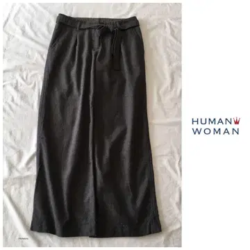 휴먼 우먼 기모 제품 워싱 기모 코튼 울 와이드 팬츠