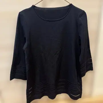 마담 조콘다 네이비 비침 슬리브 니트탑 사이즈 38