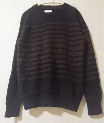 STILL BY HAND 셔틀랜드 울 니트 블랙 x 브라운 일본제