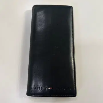 TOMMY HILFIGER 블랙 가죽 장지갑