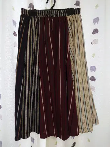 플레어 스커트 멀티 컬러 스트라이프