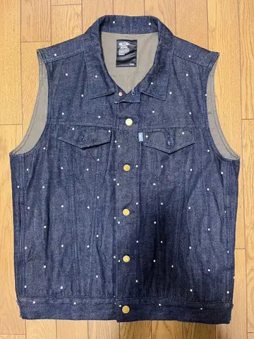 챌린저 도트 데님 베스트 XL